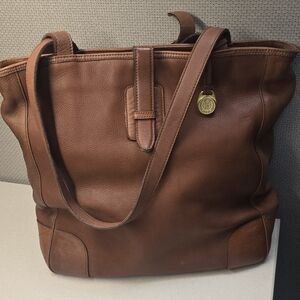 Liz Claiborne Vintage Brown Leather Tote Bag Messenger